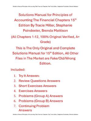 Preview of Solutions Manual for Principles of Accounting The Financial Chapters 15th Edition By Traci