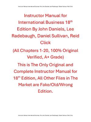 Preview of Instructor Manual For International Business 18th Edition By John Daniels, Lee Radebaugh,