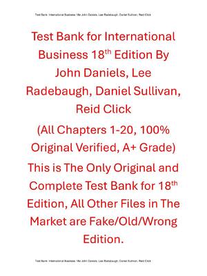 Preview of Test Bank International Business 18th Edition By John Daniels, Lee Radebaugh, Daniel Sulli