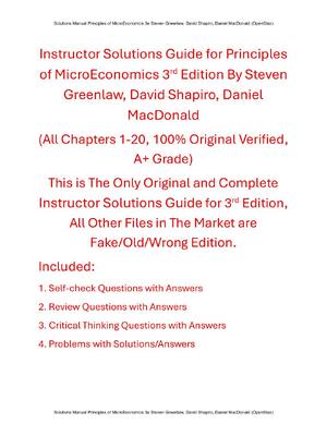 Preview image for Instructor Solutions Guide for Principles of MicroEconomics 3rd Edition By Steven Greenlaw, David Shapiro, Daniel MacDonald