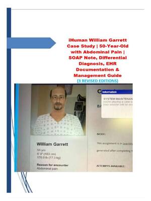 Preview image for iHuman William Garrett Case Study | 50-Year-Old with Abdominal Pain | SOAP Note, Differential Diagnosis, EHR Documentation & Management Guide