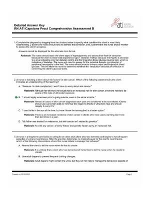 Preview of Detailed Answer Key For ATI RN Capstone Proctored Comprehensive Assessment Exam