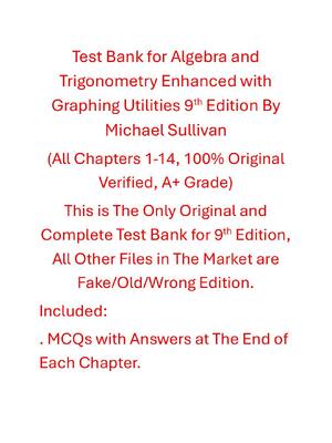Preview of Test Bank for Algebra and Trigonometry Enhanced with Graphing Utilities 9th Edition By Mic