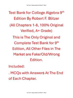Preview of Test Bank For College Algebra 9th Edition By Robert F. Blitzer