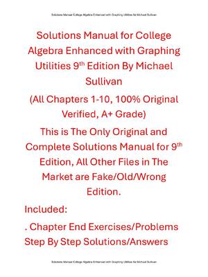 Preview of Solutions Manual for College Algebra Enhanced with Graphing Utilities 9th Edition By Micha