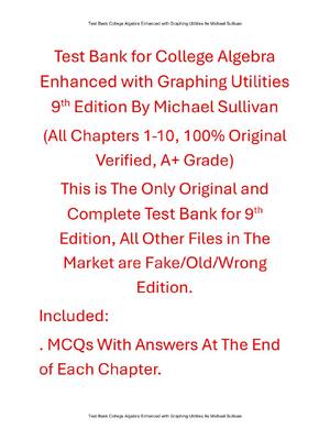 Preview of Test Bank for College Algebra Enhanced with Graphing Utilities 9th Edition By Michael Sull