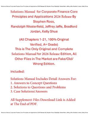 Preview of Solutions Manual for Corporate Finance Core Principles and Applications 2026 Release By St