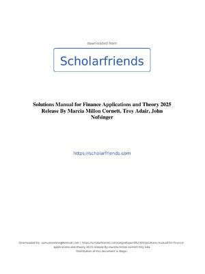 Preview of Solutions Manual for Finance Applications and Theory 2025 Release By Marcia Millon Cornett