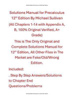 Preview of Solutions Manual for Precalculus 12th Edition By Michael Sullivan