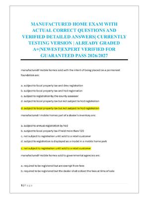 Preview of MANUFACTURED HOME EXAM