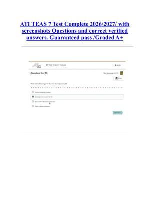 Preview of ATI TEAS 7 Test Complete 2026/2027/ with  screenshots Questions and correct verified  answ