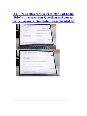 Preview of ATI RN Comprehensive Predictor Exit Exam  2026/ with screenshots Questions and correct  verified answers. Guaranteed pass /Graded A+