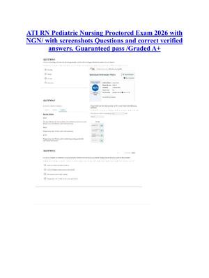 Preview of ATI RN Pediatric Nursing Proctored Exam 2026 with  NGN/ with screenshots Questions and correct verified  answers. Guaranteed pass /Graded A+