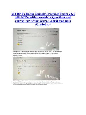 Preview of ATI RN Pediatric Nursing Proctored Exam 2026  with NGN/ with screenshots Questions and  correct verified answers. Guaranteed pass  /Graded A+