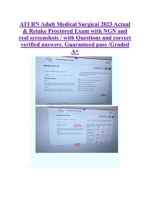 Preview of ATI RN Adult Medical Surgical 2023 Actual  & Retake Proctored Exam with NGN and  real scre