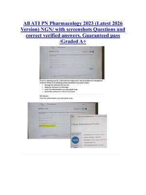 Preview of All ATI PN Pharmacology 2023 (Latest 2026  Version) NGN/ with screenshots Questions and  c