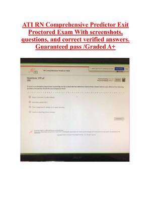Preview image for ATI RN Comprehensive Predictor Exit  Proctored Exam With screenshots,  questions, and correct verified answers.  Guaranteed pass /Graded A+
