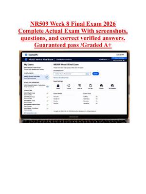 Preview image for NR509 Week 8 Final Exam 2026  Complete Actual Exam With screenshots,  questions, and correct verified answers.  Guaranteed pass /Graded A+