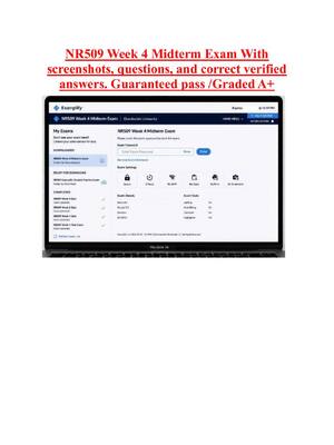 Preview image for NR509 Week 4 Midterm Exam With  screenshots, questions, and correct verified  answers. Guaranteed pass /Graded A+
