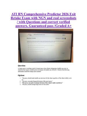Preview of ATI RN Comprehensive Predictor 2026 Exit  Retake Exam with NGN and real screenshots  / with Questions and correct verified  answers. Guaranteed pass /Graded A+