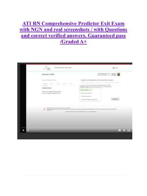 Preview of ATI RN Comprehensive Predictor Exit Exam  with NGN and real screenshots / with Questions  and correct verified answers. Guaranteed pass  /Graded A+