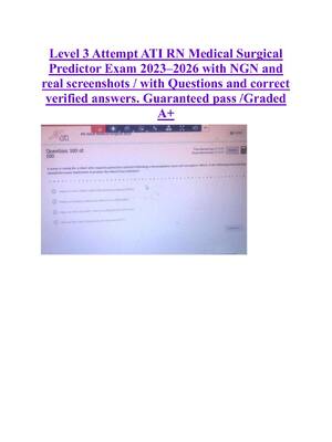 Preview of Level 3 Attempt ATI RN Medical Surgical  Predictor Exam 2023–2026 with NGN and  real scree