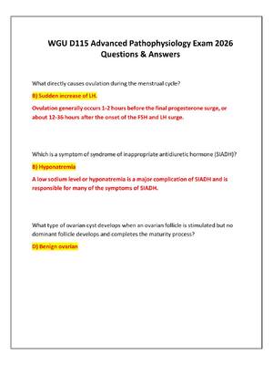 Preview image for WGU D115 Advanced Pathophysiology Exam 2026 Questions & Detailed Answers! 100% CORRECT ANSWERS ALREADY RATED A+