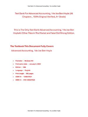 Preview of Test Bank For Advanced Accounting, 14th Edition By Joe Ben Hoyle
