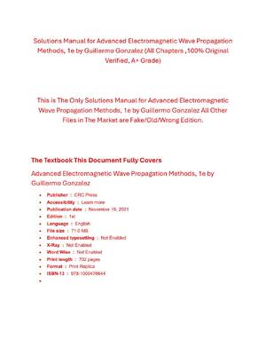Preview of Solutions Manual For Advanced Electromagnetic Wave Propagation Methods, 1st Edition By Gui