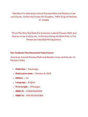 Preview image for Test Bank For American Judicial Process Myth and Reality in Law and Courts, 1st Edition By Pamela Corley