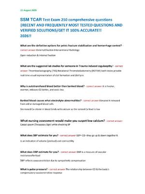 Preview image for SSM TCAR Test Exam 250 comprehensive questions  |RECENT AND FREQUENTLY MOST TESTED QUESTIONS  AND VERIFIED SOLUTIONS/GET IT 100% ACCURATE!!  2026!!