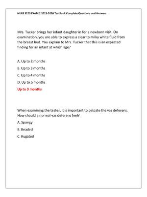 Preview of NURS 5220 EXAM 2 2025-2026 TestBank Complete All Questions and Verified Answers! 100% CORR