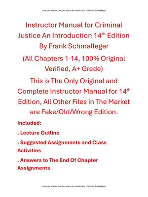 Preview of Instructor Manual For Criminal Justice An Introduction 14th Edition By Frank Schmalleger