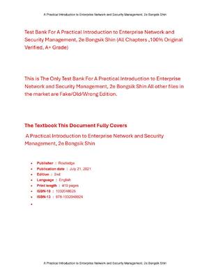 Preview of Test Bank for A Practical Introduction to Enterprise Network and Security Management, 2nd