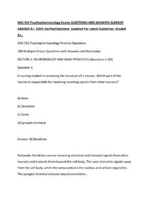 Preview of NSG 552 Psychopharmacology Exams QUESTIONS AND ANSWERS ALREADY GRADED A