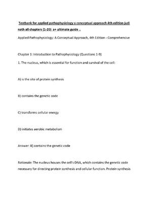 Preview of Testbank for applied pathophysiology a conceptual approach 4th edition judi nath all chapt