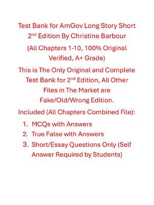Preview image for Test Bank for AmGov Long Story Short 2nd Edition By Christine Barbour