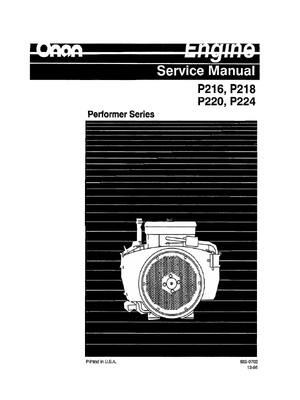 Preview of ONAN P216 P218 P220 P224 ENGINE SERVICE REPAIR SHOP MANUAL