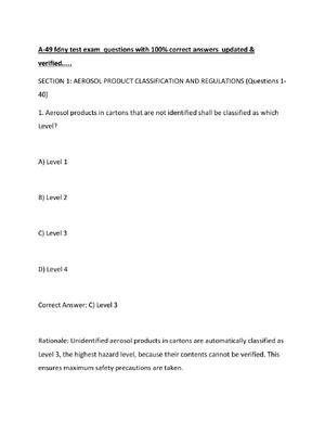 Preview of A-49 fdny test exam  questions with 100% correct answers  updated & verified.....