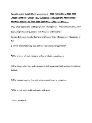 Preview of Operations and Supply Chain Management - C720 (WGU) EXAM 2026-2027 LATEST EXAM TEST UNDER