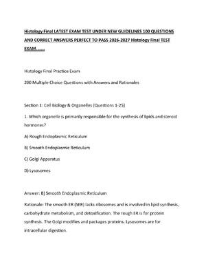 Preview of Histology Final LATEST EXAM TEST UNDER NEW GUIDELINES 100 QUESTIONS AND CORRECT ANSWERS PE