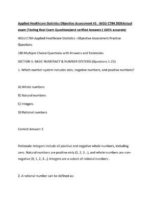 Preview of Applied Healthcare Statistics Objective Assessment #1 - WGU C784 2026Actual exam (Testing