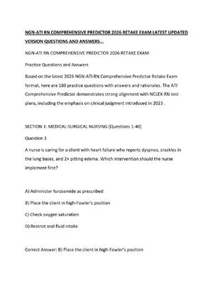 Preview of NGN-ATI RN COMPREHENSIVE PREDICTOR 2026 RETAKE EXAM LATEST UPDATED VERSION QUESTIONS AND ANSWERS...