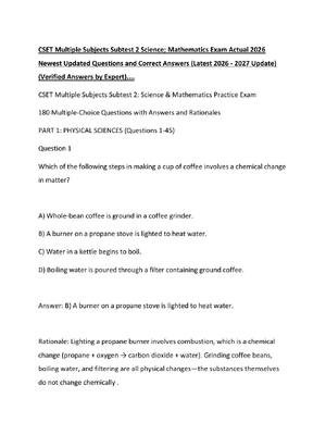 Preview of CSET Multiple Subjects Subtest 2 Science; Mathematics Exam Actual 2026 Newest Updated Ques