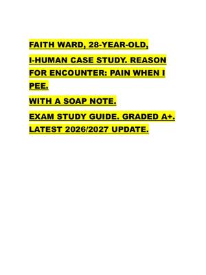 Preview of FAITH WARD, 28-YEAR-OLD,   I-HUMAN CASE STUDY. REASON  FOR ENCOUNTER: PAIN WHEN I  PEE.