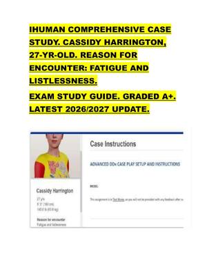 Preview of IHUMAN COMPREHENSIVE CASE  STUDY. CASSIDY HARRINGTON,  27-YR-OLD. REASON FOR  ENCOUNTER: F