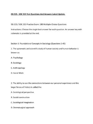 Preview of ISS 215 - SOC 215 Test Questions And Answers Latest Update.