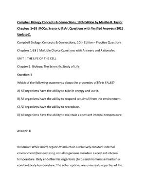 Preview of Campbell Biology Concepts & Connections, 10th Edition by Martha R. Taylor  Chapters 1–38