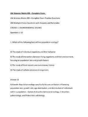 Preview of Life Sciences Matric IEB – Complete Exam .