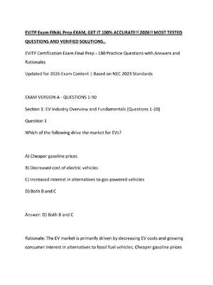 Preview of EVITP Exam FINAL Prep EXAM, GET IT 100% ACCURATE!! 2026!! MOST TESTED QUESTIONS AND VERIFI
